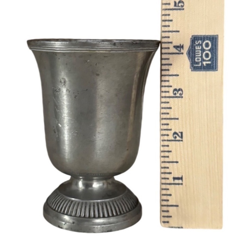 Vintage Etain Fin French Pewter Miniature Vase and Goblet Set Paul Diedisheim - Picture 9 of 9